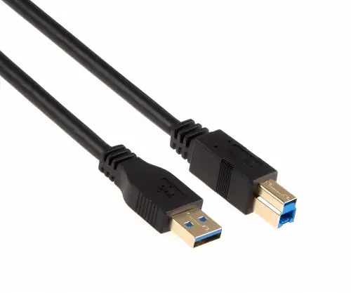 DINIC USB 3.0 Kabel A Stecker auf B Stecker, 3P AWG 28/1P AWG 24, vergoldete Kontakte, schwarz