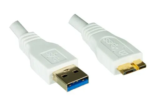 DINIC USB 3.0 Kabel A St. auf micro B St., 2m 3P AWG 28/1P AWG 24, vergoldete Kontakte, weiß