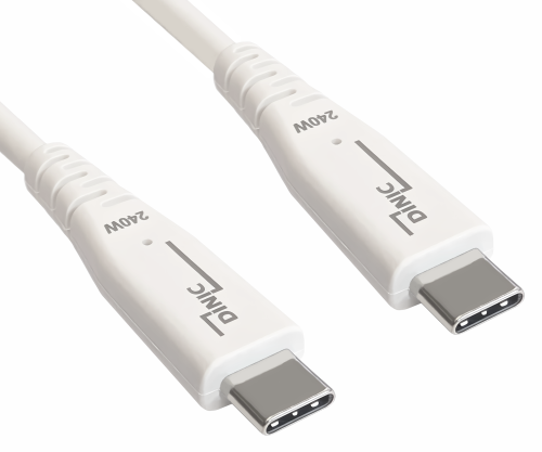 DINIC USB C 4.0 Kabel, 240W PD, 40Gbps, weiß, 0,5m Typ C auf C, OD 5,2mm, TPE, E-Mark chip, DINIC Box