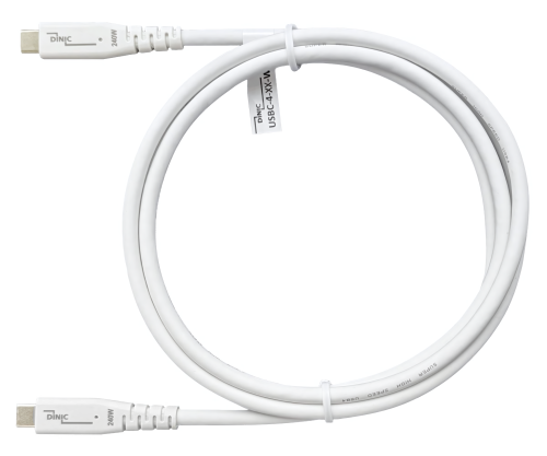 DINIC USB C 4.0 Kabel, 240W PD, 40Gbps, weiß, 0,5m Typ C auf C, OD 5,2mm, TPE, E-Mark chip, DINIC Box