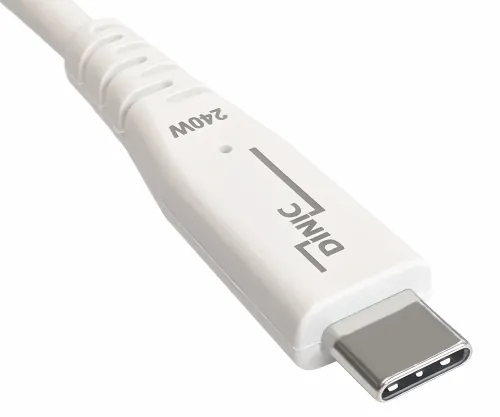 DINIC USB C 4.0 Kabel, 240W PD, 40Gbps, weiß, 1,0m Typ C auf C, OD 5,2mm, TPE, E-Mark chip, DINIC Bo