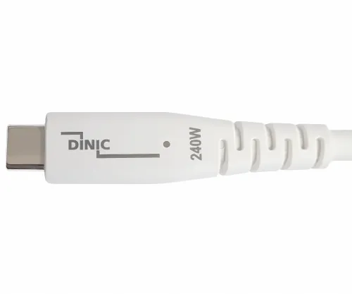 DINIC USB C 4.0 Kabel, 240W PD, 40Gbps, weiß, 1,5m Typ C auf C, OD 5,2mm, TPE, E-Mark chip, DINIC Box