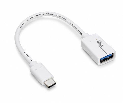 DINIC USB Adapter Typ C Stecker auf 3.0 A Buchse, weiß, 0.20m, DINIC Polybag