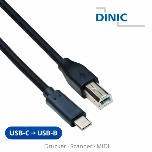1 DINIC USB-C auf USB-B Druckerkabel, schwarz, (Printer/Scanner/MIDI) 1m