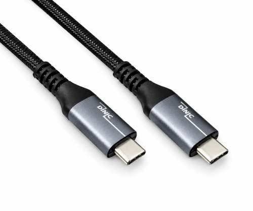 DINIC USB 3.2 HQ Kabel Typ C-C Stecker, schwarz, 0,5m, unterstützt 100W (20V/5A) Aufladung, 20 GBit/s