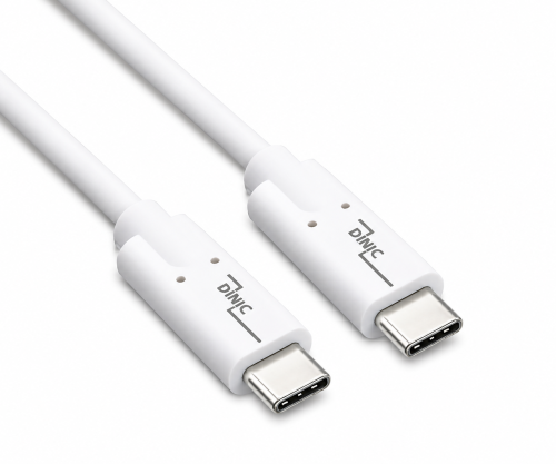 DINIC USB 3.2 Kabel Typ C-C Stecker, weiß, 0.5m, PB unterstützt 100W (20V/5A) Aufladung, Polybag
