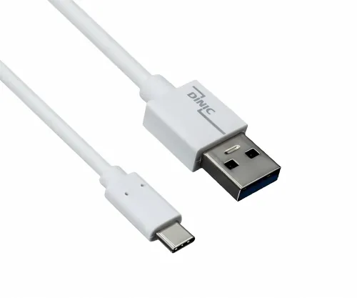 DINIC USB 3.1 Kabel Typ C - 3.0 A, 5Gbps, 3A charging, weiß, DINIC Polybag, 0,5m