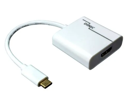 DINIC Adapter USB Typ C Stecker auf HDMI Buchse, 4K*2K@60Hz, HDR, weiß, Polybag