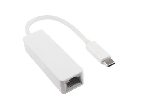 DINIC Adapter USB C Stecker / RJ45 Gbit LAN, weiß, PB 10/100/1000 Mbps mit Auto-Erkennung, 0,2m