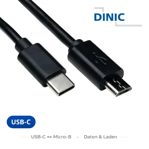 DINIC USB 3.1 Kabel Typ-C auf micro B, schwarz, DINIC Polybag, 2m