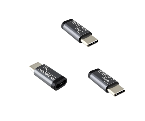 DINIC Adapter, USB C Stecker auf Micro  Buchse, 3 Stück Alu, space grey