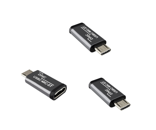 DINIC Adapter, Micro Stecker auf USB C Buchse, 3 Stück Alu, space grey