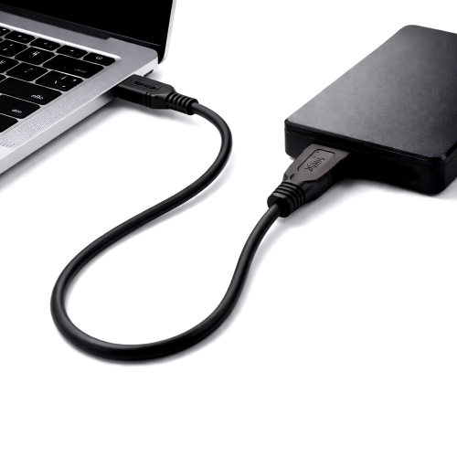 Kabel USB C auf USB 3.0 micro B, schwarz, DINIC Polybag, 1m