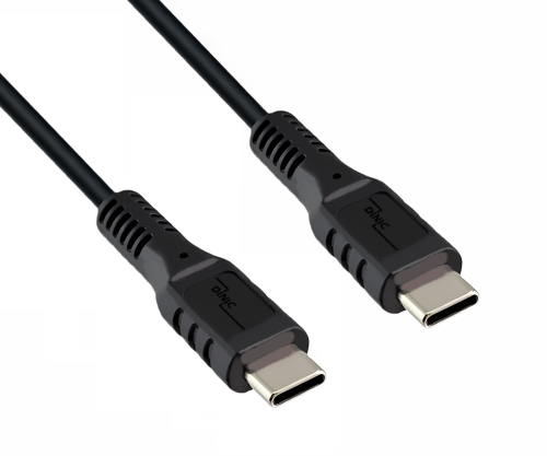 DINIC USB Typ C auf C Ladekabel, 2x USB Typ C Stecker, 60W, 3A, OD: 3.5mm, schwarz, 0.5m