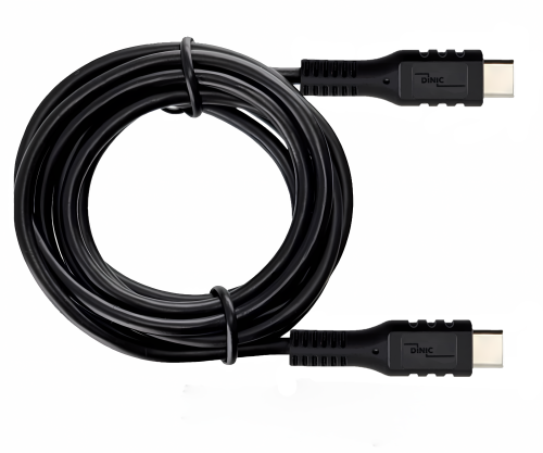 DINIC USB Typ C auf C Ladekabel, 2x USB Typ C Stecker, 60W, 3A, OD: 3.5mm, schwarz, 0.5m