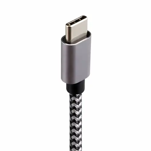 DINIC USB Typ C auf A Ladekabel, HQ Alu Stecker, 5V, 3A, Nylon Kabel, Space Grey, 1,00m
