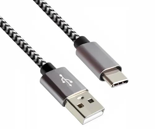 DINIC USB Typ C auf A Ladekabel, HQ Alu Stecker, 5V, 2A, Nylon Kabel, Space Grey, 2,00m