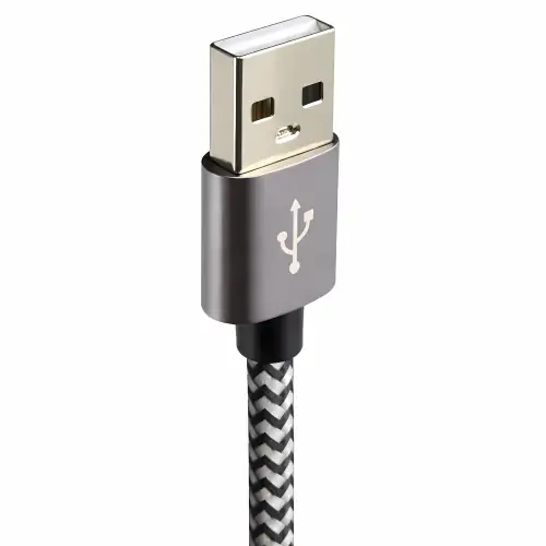 DINIC USB Typ C auf A Ladekabel, HQ Alu Stecker, 5V, 2A, Nylon Kabel, Space Grey, 2,00m