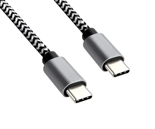 DINIC USB Typ C auf C Ladekabel, HQ Alu Stecker, 60w, Nylon Kabel, Space Grey, 0,5m