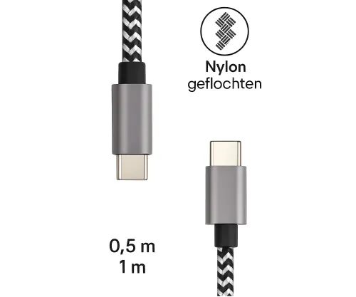 DINIC USB Typ C auf C Ladekabel, HQ Alu Stecker, 60w, Nylon Kabel, Space Grey, 0,5m