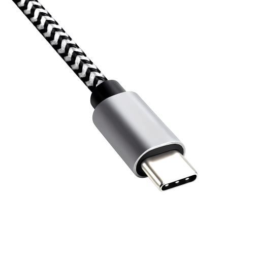 DINIC USB-C auf C 90° Ladekabel, HQ Alu Stecker, 60w, Nylon Kabel, Space Grey, Aktionsbox, 0,50m