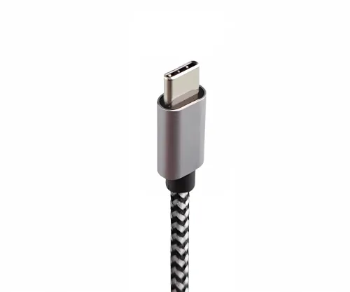 USB-C auf C 90° Ladekabel, HQ Alu Stecker, 60w, Nylon Kabel, Space Grey, Aktionsbox, 0,5m