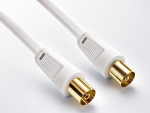 DINIC Koaxial Antennenkabel Stecker auf Buchse, vergoldet, vierfach geschirmt, weiß
