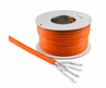 DINIC Cat.7 Verlegekabel GHMT zertifiziert, S/FTP, PiMF, LSZH, 10GB, AWG 23, 1000 MHz, orange, 100m