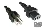 DINIC Netzkabel für Amerika USA Typ B auf C15, Warmgerätestecker, schwarz, 1,8m