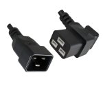 DINIC Kaltgerätekabel C19 gewinkelt auf C20, 16A Verlängerung, 1,5mm², schwarz, 1,80m