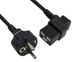 DINIC Netzkabel Schukostecker auf C19 für 16A gewinkelt, schwarz, 1.80m