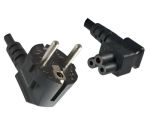 DINIC Netzkabel, Stromkabel mit Schutzkontakt-Stecker auf C5 gewinkelt, schwarz, 5m