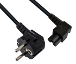 DINIC Netzkabel, Stromkabel mit Schutzkontakt-Stecker auf C5 gewinkelt, schwarz, 5m