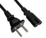 DINIC Netzkabel Stromkabel China Typ A auf C7, 1,8m CHN 2pin, CCC, schwarz, 1,80m