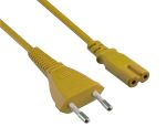 DINIC Stromkabel, Netzkabel Euro-Stecker auf C7 gelb, 2-pin Euro-8, 1,80m