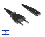 DINIC Netzkabel Israel Typ C auf C7, 0,75mm², 1,8m ISR 2pin/IEC 60320-C7, SII, schwarz
