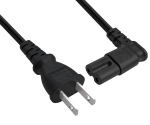 DINIC Netzkabel Japan Typ A auf C7 90°, 0,75mm², VCTFK, JET PSE, schwarz, 1.80m