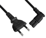 DINIC Netzkabel KOREA 2pin auf C7 90°, 0,75mm², 1,8m KOR 2pin/IEC 60320-C7 gewinkelt, KTL, schwarz