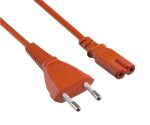 DINIC Stromkabel, Netzkabel Euro-Stecker auf C7 orange, 2-pin Euro-8, 1,80m