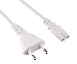 DINIC Stromkabel, Netzkabel Euro-Stecker auf C7 weiß, 2-pin Euro-8, VDE, 2m
