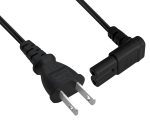 DINIC Netzkabel Japan Typ A auf C7 gewinkelt, 1,8m JPN 2pin/ C7 90°, 0,75mm², VFF, PSE, schwarz