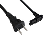 DINIC Netzkabel Amerika USA Typ A auf C7 90° gewinkelt, schwarz, 1.80m