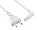 DINIC Netzkabel mit Eurostecker auf C7 90° unten, oben gewinkelt, weiß, 2m