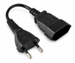 DINIC Netzkabel Euro-Verlängerung kurz, 2pol Stecker auf Buchse, 20cm