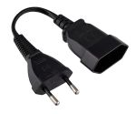 DINIC Netzkabel Euro-Verlängerung kurz, 2pol Stecker auf Buchse, 20cm