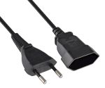 DINIC Netzkabel, Euro-Verlängerung, Eurostecker auf Eurobuchse, schwarz, 2m