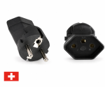 DINIC Reiseadapter, Stromadapter für Schweizer Netzkabel, 3-Pin