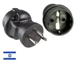 DINIC Stromadapter Israel auf Schuko CEE 7/3 Buchse, 3pin Stecker