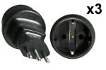 Stromadapter Italien CEE 7/3 auf ITA Typ L,3 Stück CEE 7/3 Buchse/ITA 3pin Stecker Typ L