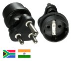 DINIC Stromadapter Südafrika u. Indien auf Schuko CEE 7/3 Buchse, 3pin Stecker